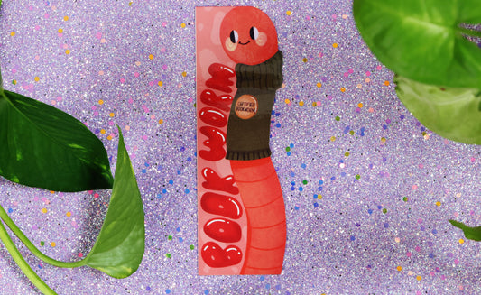 Certified Bookworm Bookmark - Cute Red Worm Reader Gift | Glossy Die-Cut