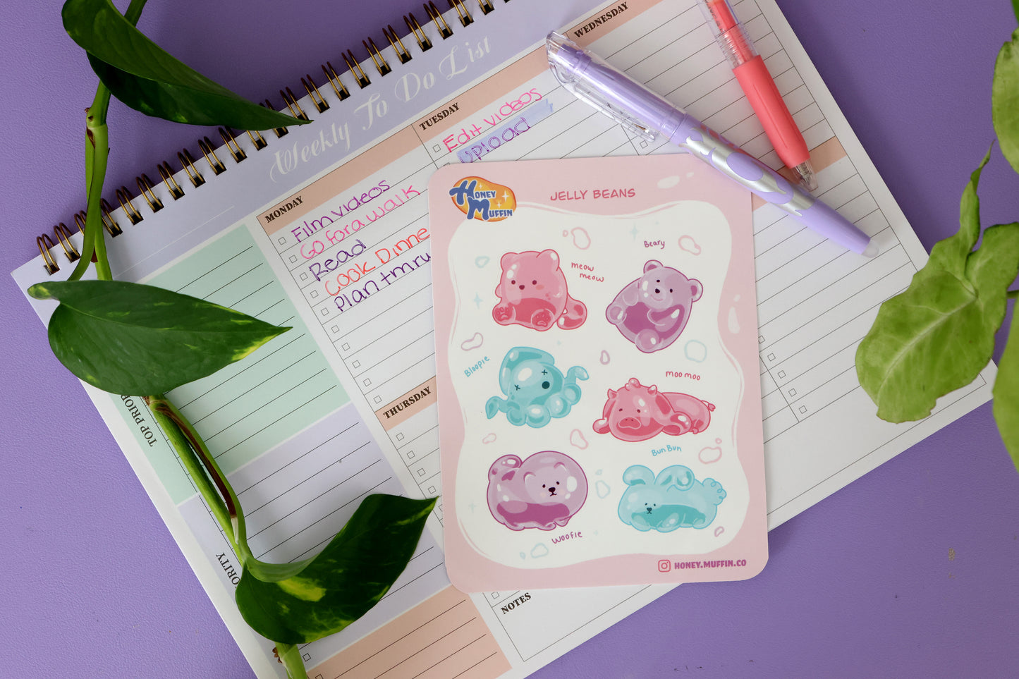 Jelly Beans Sticker Sheet – 6 Cute Kawaii Animal Jelly Stickers | Waterproof Vinyl