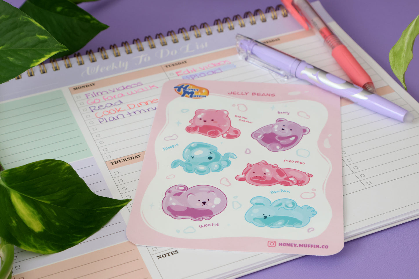 Jelly Beans Sticker Sheet – 6 Cute Kawaii Animal Jelly Stickers | Waterproof Vinyl