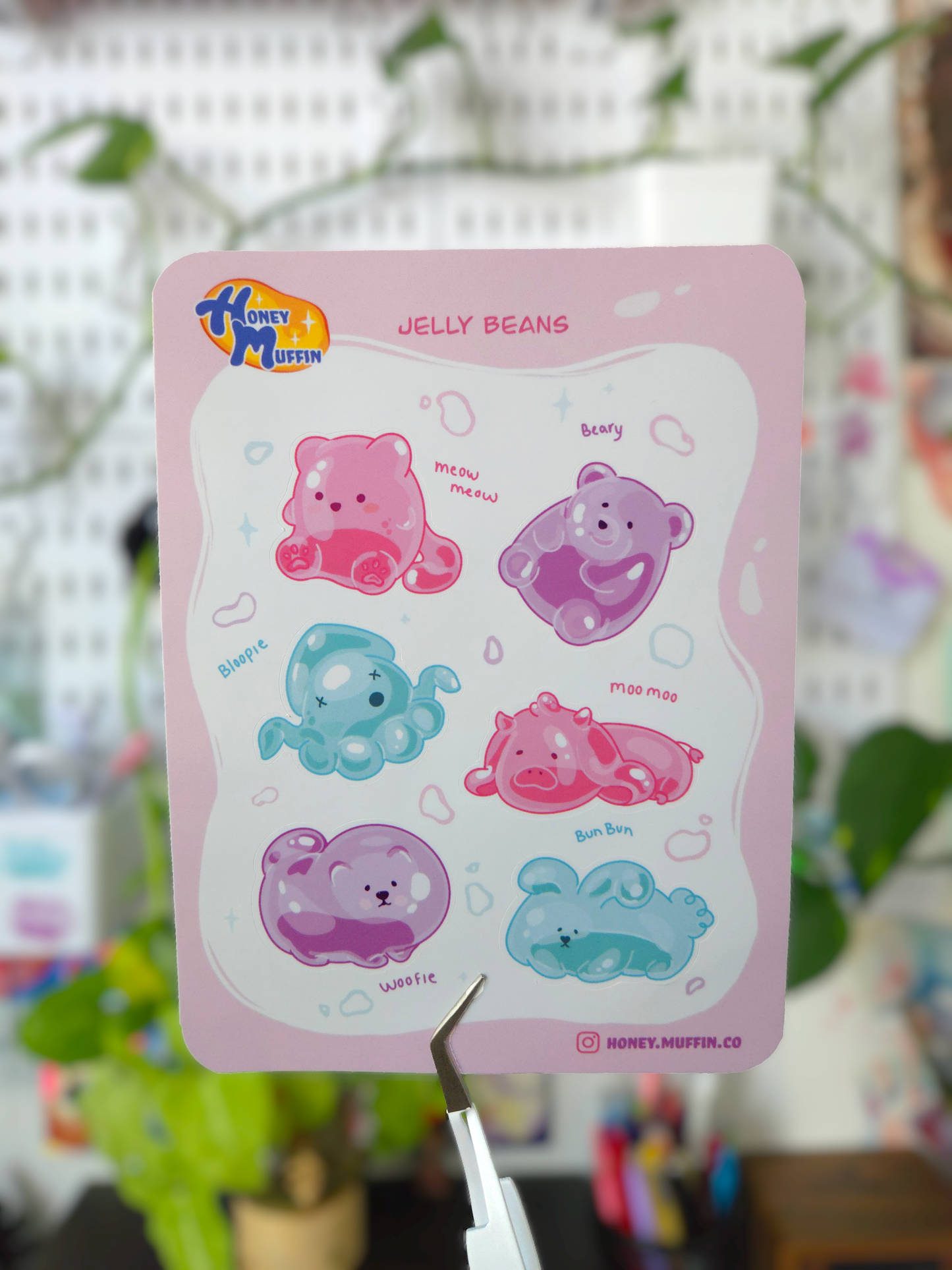 Jelly Beans Sticker Sheet – 6 Cute Kawaii Animal Jelly Stickers | Waterproof Vinyl