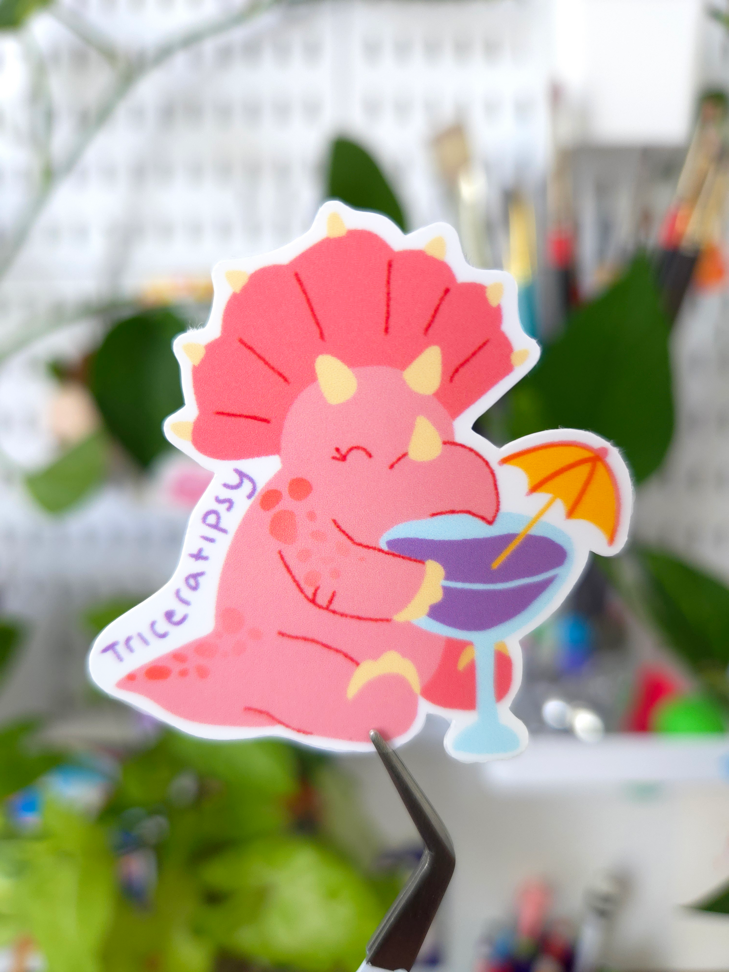 Die-Cut Sticker: Trixie the Triceratops- Matte finish - 1ct